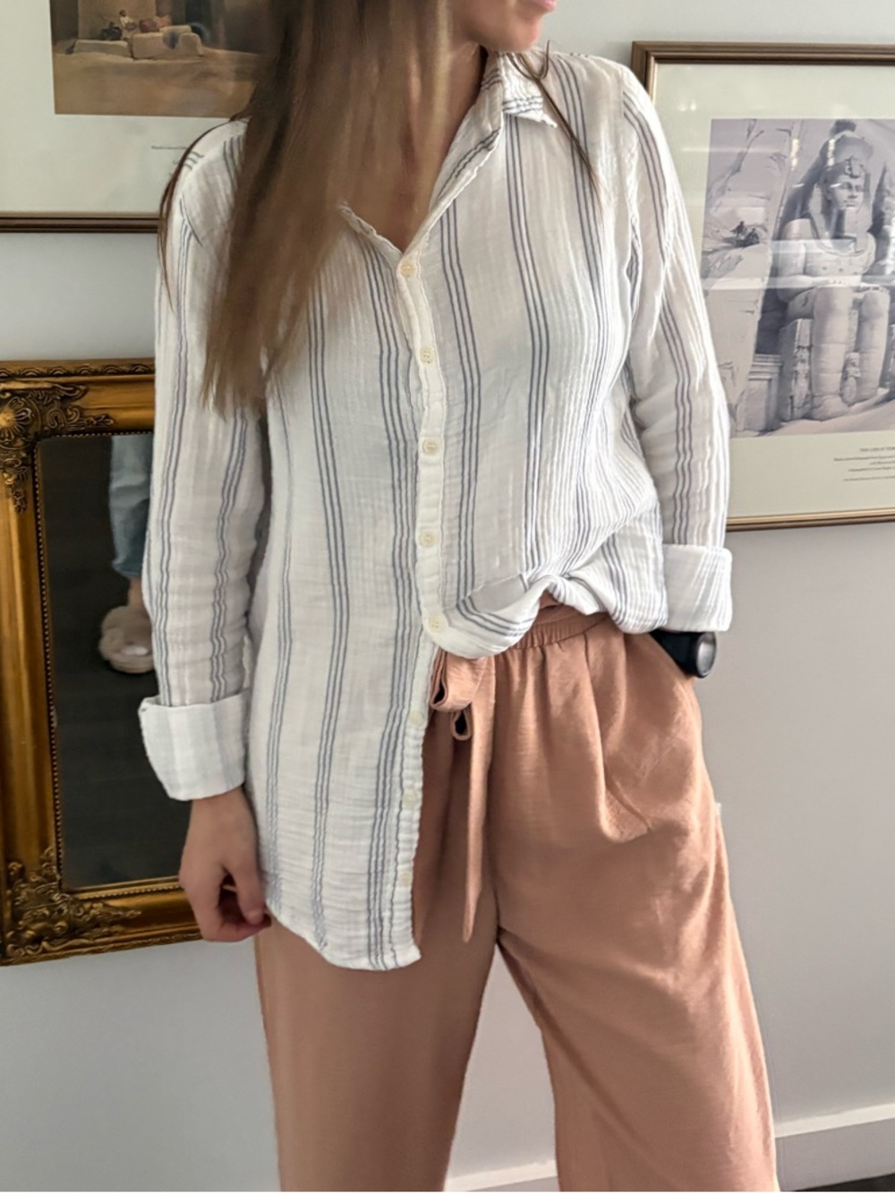 CP Shades White Striped Cotton Button Front Shirt Size S - Picture 2 of 12
